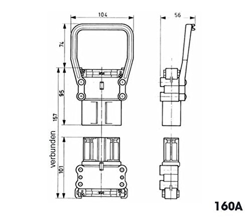 Intratec Batterieladestecker Dose mit Handgriff – Batterie-Stecker für Gabelstabler, Kehrmaschinen e