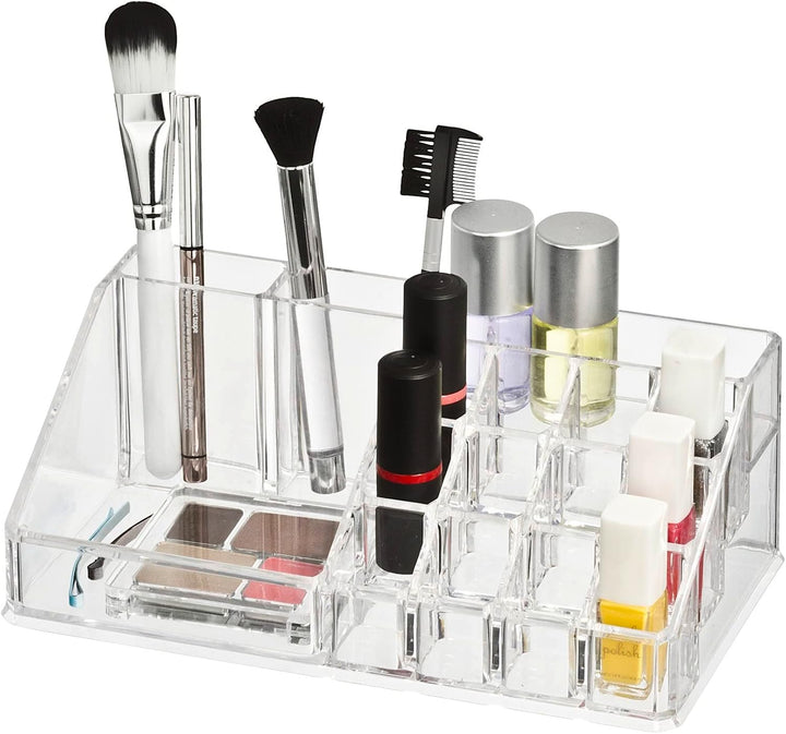 WENKO Kosmetik Organizer Femme - mit 16 Aufteilungen, Acryl, 22.5 x 8 x 12.5 cm, Transparent, 16 Auf