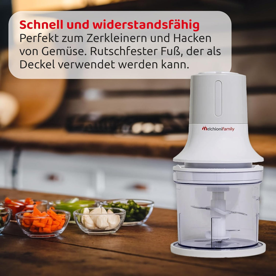 Melchioni Familie | Elektrische Küchenmaschine BLADE, mit 2 Geschwindigkeiten, 260W, 4 Stahlklingen,