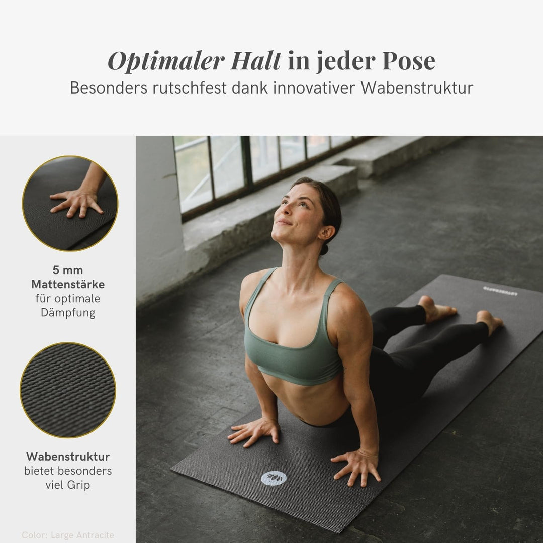 Lotuscrafts Yogamatte Mudra Studio XL [5mm Dicke] - Hautfreundlich & Schadstoffgeprüft - für Anfänge