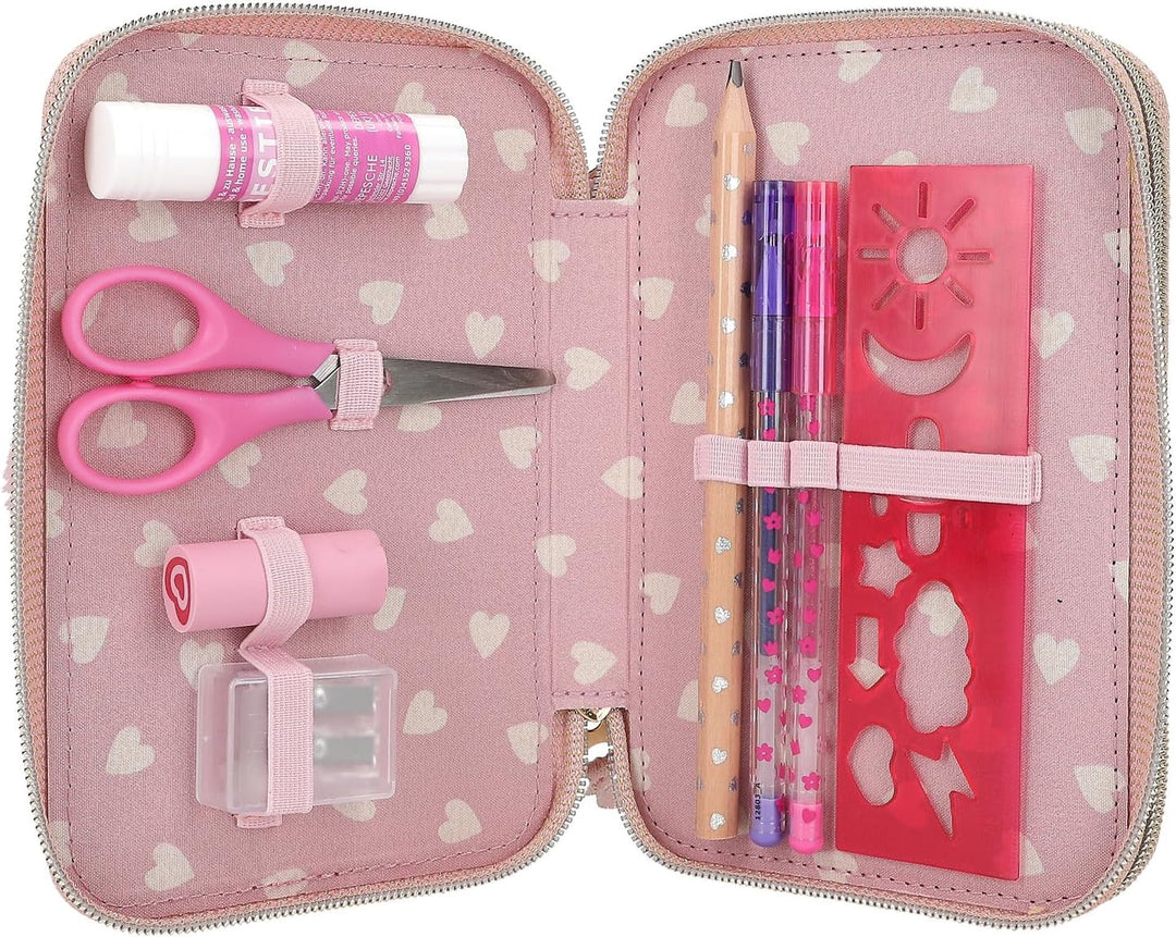 Depesche 12864 Princess Mimi Bunny Ballet - Gefüllte 2-Fach Federtasche mit rosa Plüschfell und lang