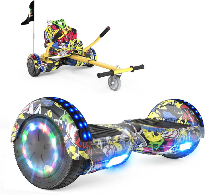 RCB Hoverboards mit Sitz Hoverkart komplett für Kinder, Skateboard mit Set, Hoverboards mit LED Lich