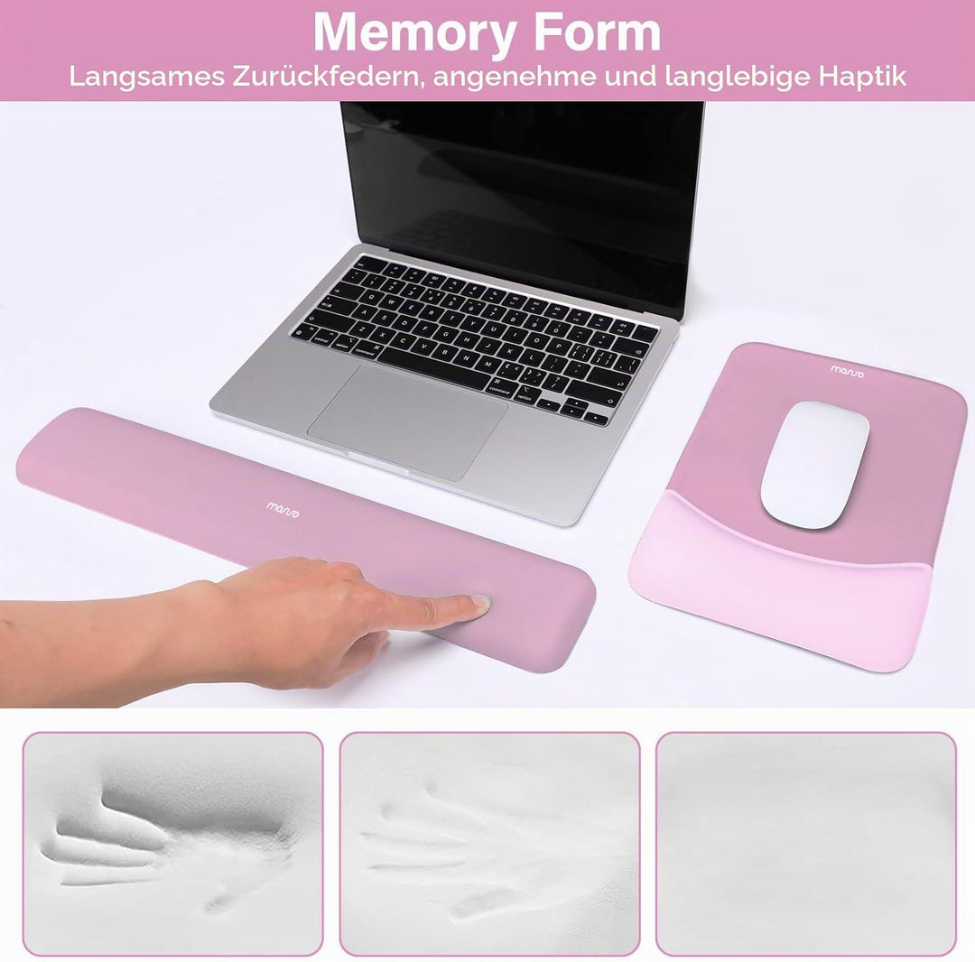MOSISO Handgelenkstütze für Mauspad&Tastatur Set, Rechteckig Ergonomisch Mauspad Rutschfest Basis Ho