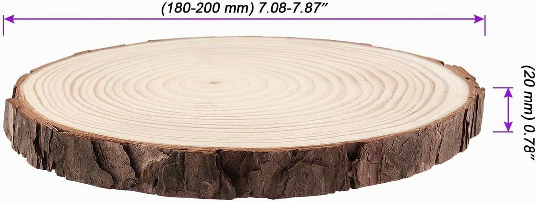 6 Stück 18-20cm Unvollendete Holzkreise, Natur Holzscheiben Rund Baumscheiben, Klein Holzscheiben zu