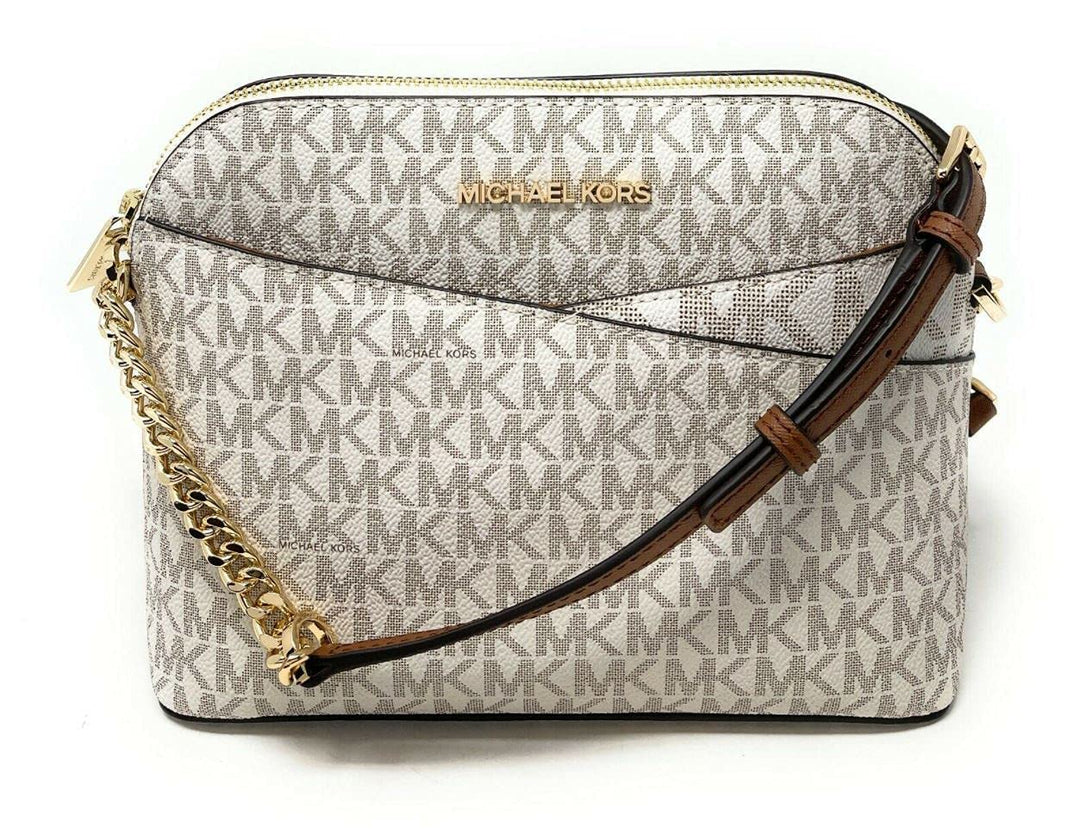 Michael Kors Jet Set Medium Crossbody Leder Handtasche Vanille, Vanille