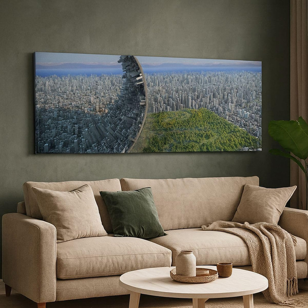 Wandbilder Dekoration Wohnzimmer Baum Park Abstraktion Stadt Panorama Bilder auf Leinwand 120x50cm L