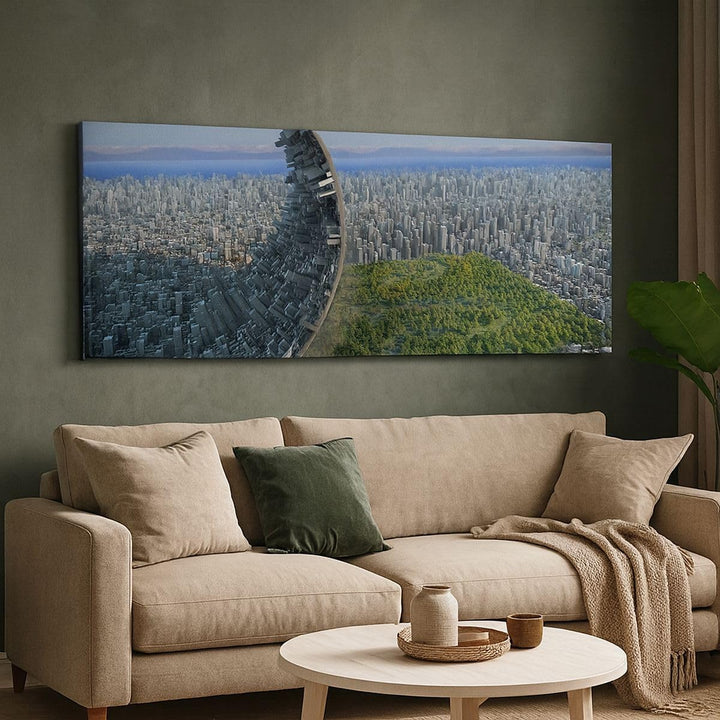Wandbilder Dekoration Wohnzimmer Baum Park Abstraktion Stadt Panorama Bilder auf Leinwand 120x50cm L
