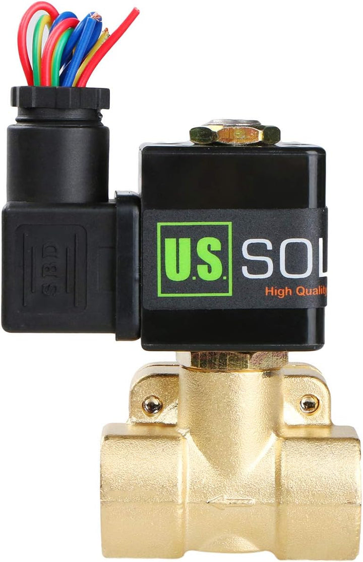 U.S. Solid 1/2" G 230V AC Messing Magnetventil 0,1-16 Bar für Wasser Luft Gas Öl, NC, VITON, Vertika