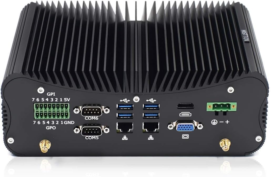 HISTTON Mini PC Lüfterlos Industrie PC Core i7-10510U 32GB RAM 512GB SSD, HDMI & VGA RS485 / 232 COM