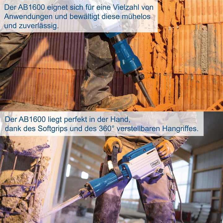 Scheppach Abbruchhammer AB1600 Bohrhammer Betonhammer (1600 Watt, 50 Joule, inkl. Sechskant-Aufnahme