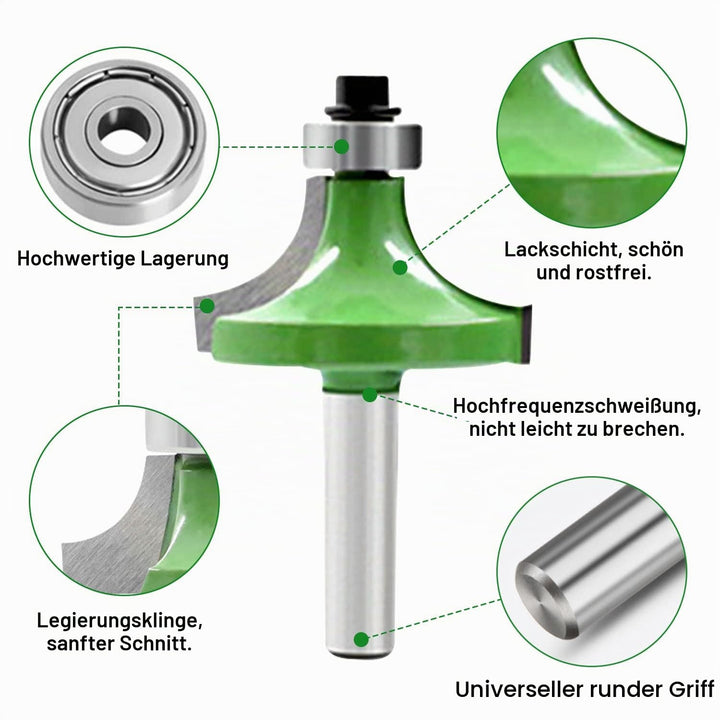 6 Stück Abrundfräser 8mm Schaft, Fräser für Oberfräse 8mm Schaft, Radiusfräser Set mit Kugellager, F