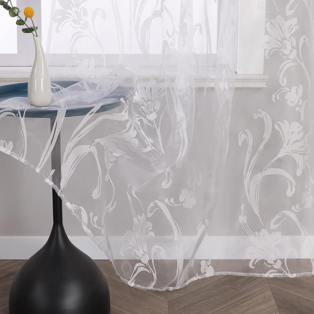 CORLIF Voile Gardine mit Ösen Vorhang Ausbrenner Muster Transparente Gardinen Wohnzimmer Schlafzimme
