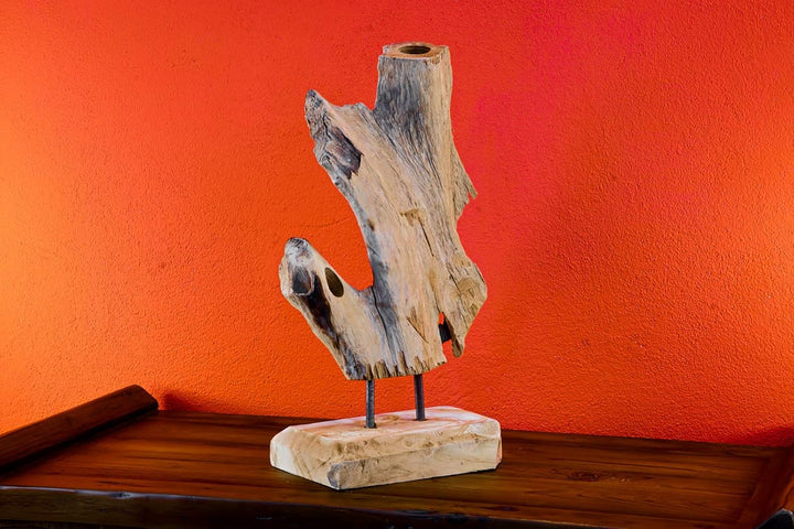 Kinaree Wurzelholz Flaschenständer M/XL/XXL - Wein Flaschenhalter aus Teak Holz - Rustikale Dekorati