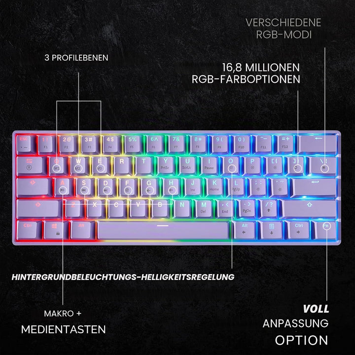 GK61s Mechanische Gaming-Tastatur – 61 Tasten RGB beleuchtete LED-Hintergrundbeleuchtung, PC/Mac Gam