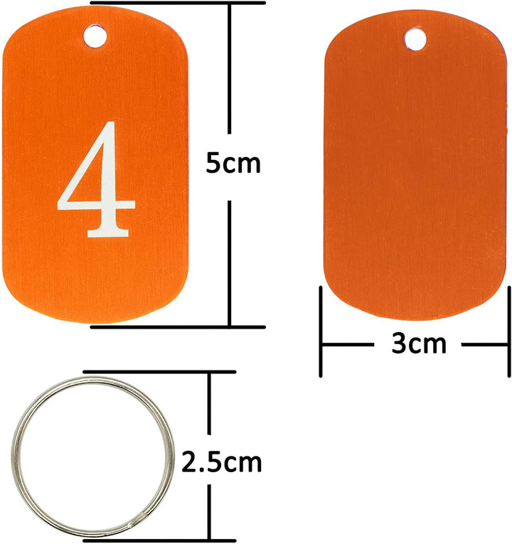 Aluminiummarken mit gravierten Nummern 1 bis 50, Schlüsselanhänger, Kennzeichnungsmarken mit Schlüss