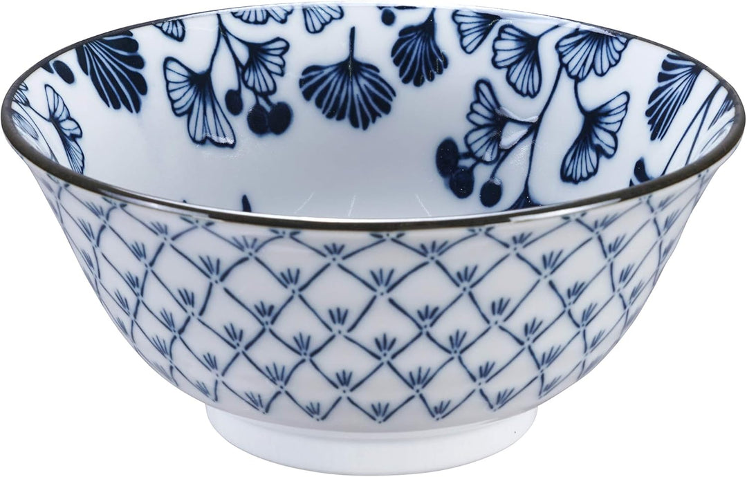 TOKYO design studio Flora Japonica 4-er Schalen-Set blau-weiss, Ø 14,8 cm, 7 cm hoch, ca. 500 ml, as