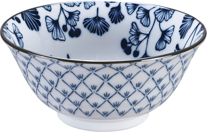 TOKYO design studio Flora Japonica 4-er Schalen-Set blau-weiss, Ø 14,8 cm, 7 cm hoch, ca. 500 ml, as