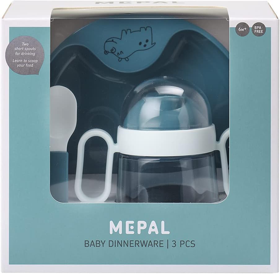 Mepal – Baby 3er Geschirrset Mio – Inklusive auslaufsicherem Trinkbecher, Lernteller & Lernlöffel –