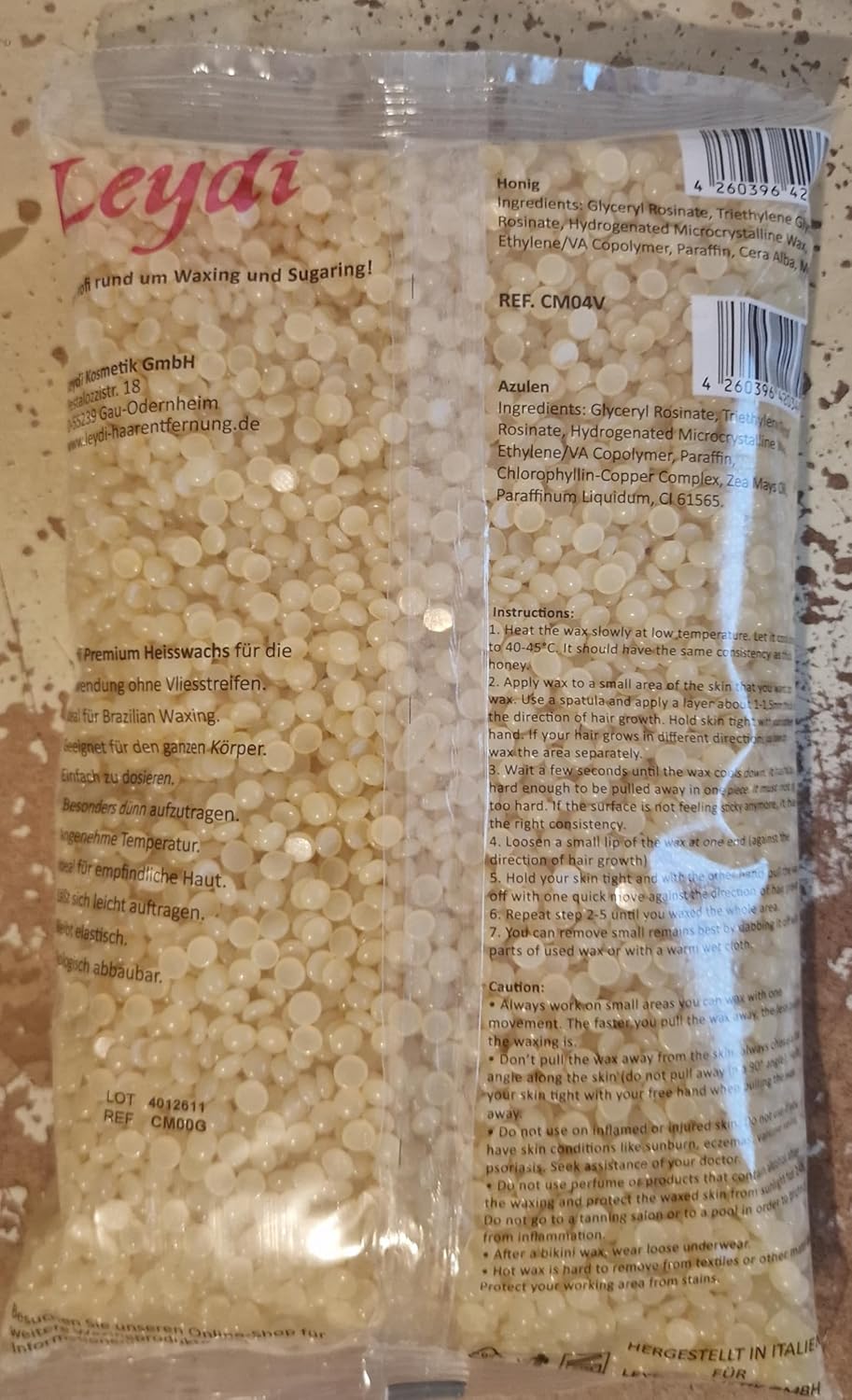 Leydi PREMIUM Heisswax Honig 1Kg - Brazilian Waxing ohne Streifen