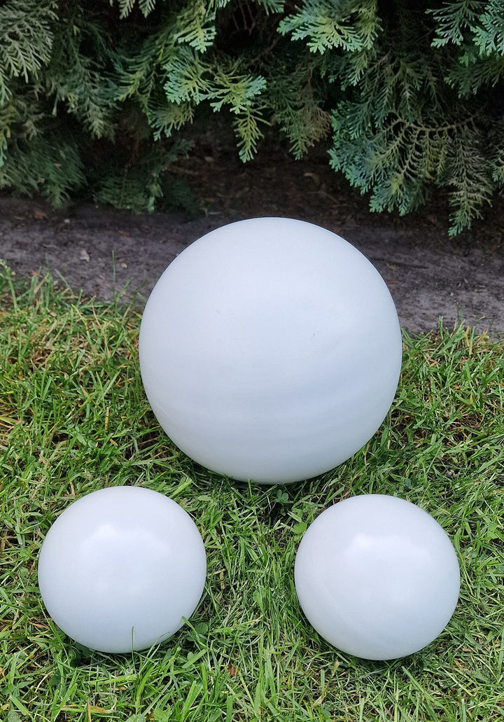 Dekokugel weiss matt 3er Set 20-10-10 cm aus Edelstahl Kugel Dekorationskugel Gartenkugel