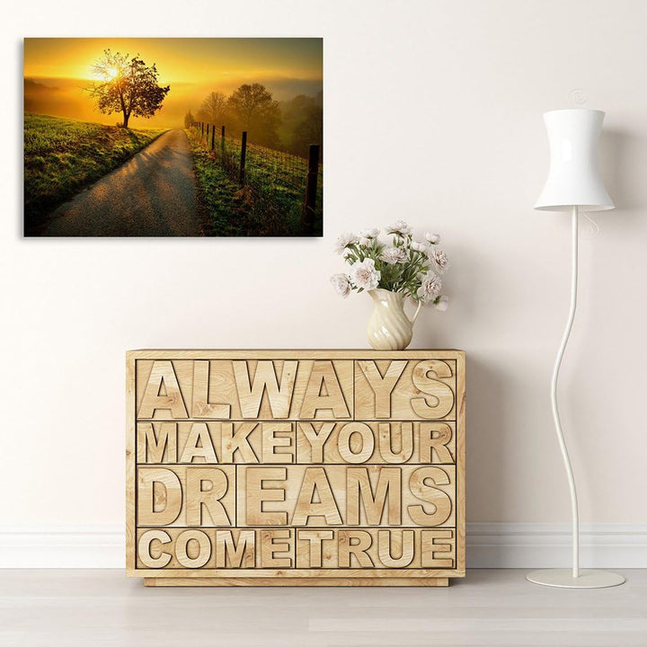 Feeby Bilder Sonnenuntergang Bäume 70x50 cm 1 Teilig Wohnzimmer Schlafzimmer Büro Flur Küche Wandbil