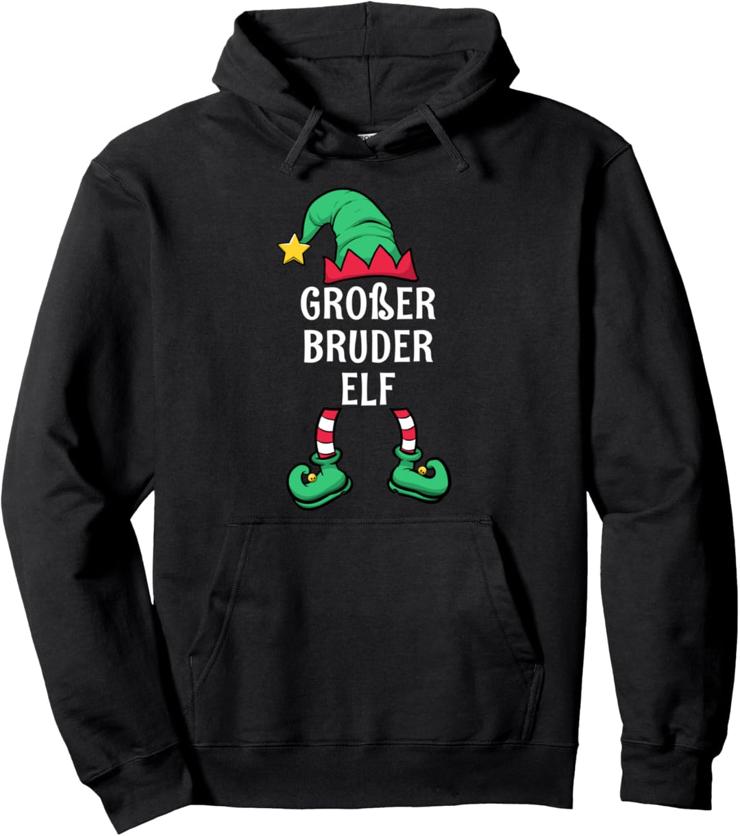 Grosser Bruder Elf Partnerlook Familien Outfit Weihnachten Pullover Hoodie