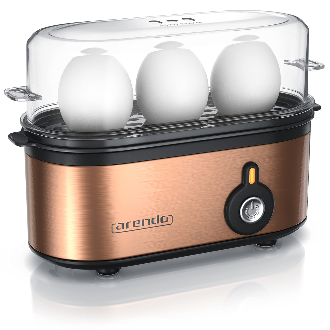 Arendo - Edelstahl Eierkocher Threecook - Egg Cooker - EIN AUS-Schalter - Wählbarer Härtegrad - 210