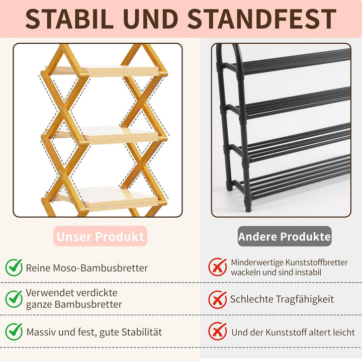 schmales Schuhregal, Ohne Installation, klappbarer Schuhhalter, Tragbare Holz Schuhregale, platzspar