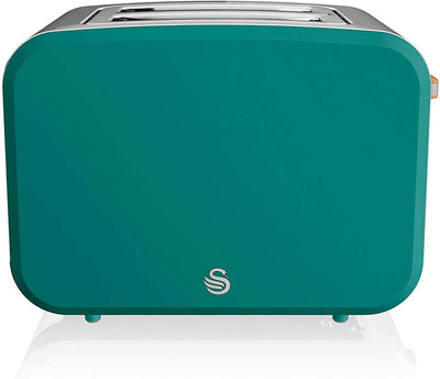 Swan Nordic Breitschlitz-Toaster für 2 Scheiben, 3 Funktionen, 6 Bräunungsstufen, modernes Design, E
