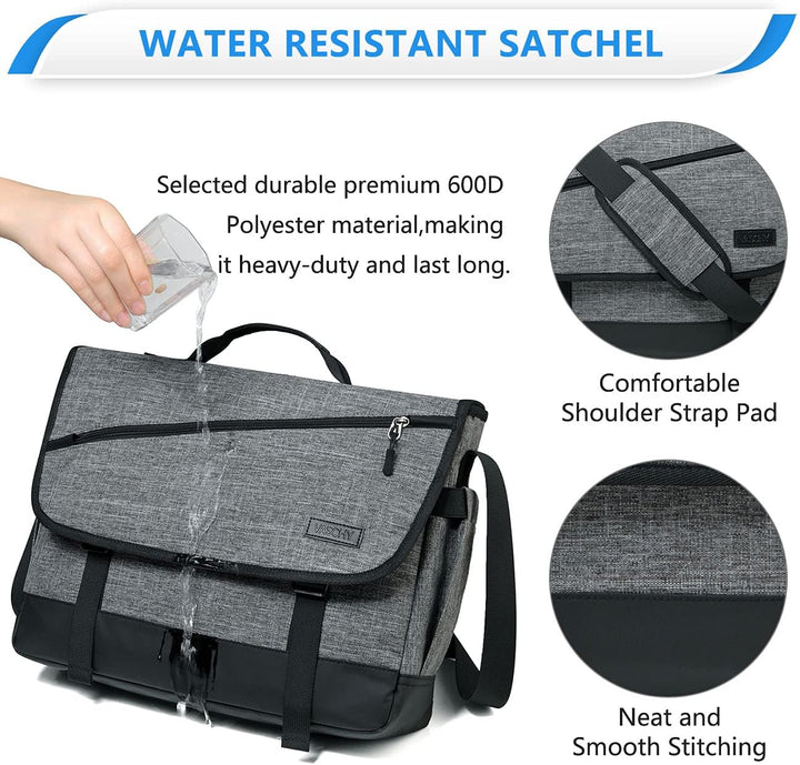 VASCHY Umhängetaschen Herren, Wasserabweisend 17 Zoll Laptop Schultertasche Laptoptaschen mit Gepols