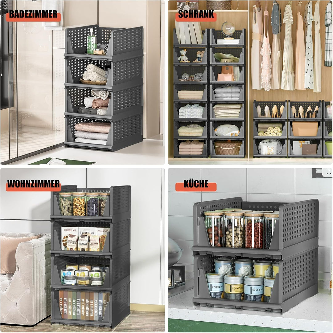 Neprock Schrank Organizer Kleiderschrank Organizer, 4 Pack Stapelbar Ordnungssystem Kleiderschrank S
