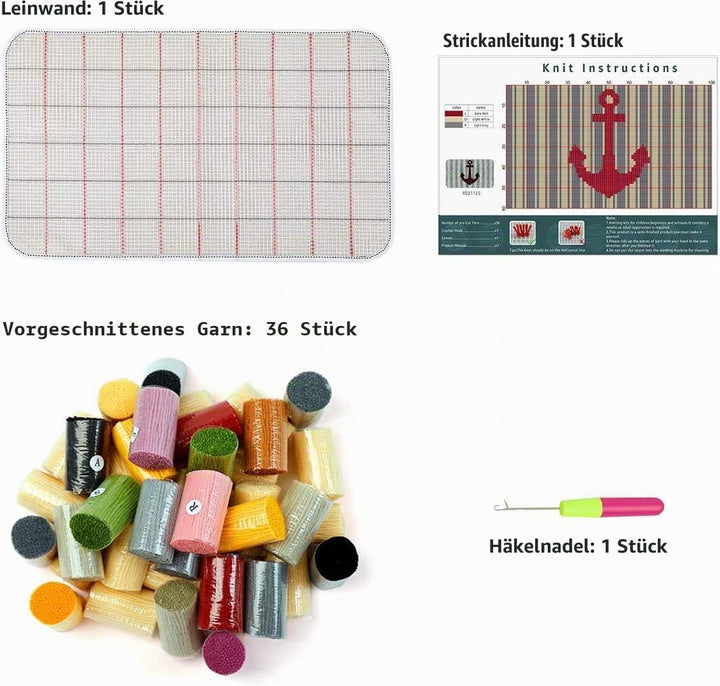 ROCKY&CHAO Knüpfhaken-Teppich-Kits, DIY, Basteln, Teppich, Teppichherstellung, Kissen, Häkelsets für