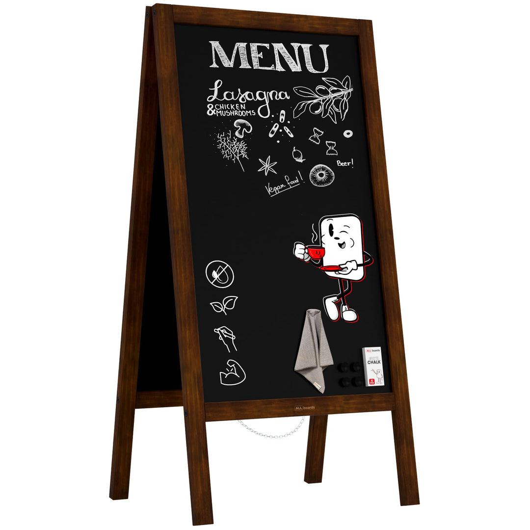 ALLboards Kundenstopper Wasserfest mit lackiertem Holzrahmen 100x60cm, Werbetafel, Gehwegaufsteller,
