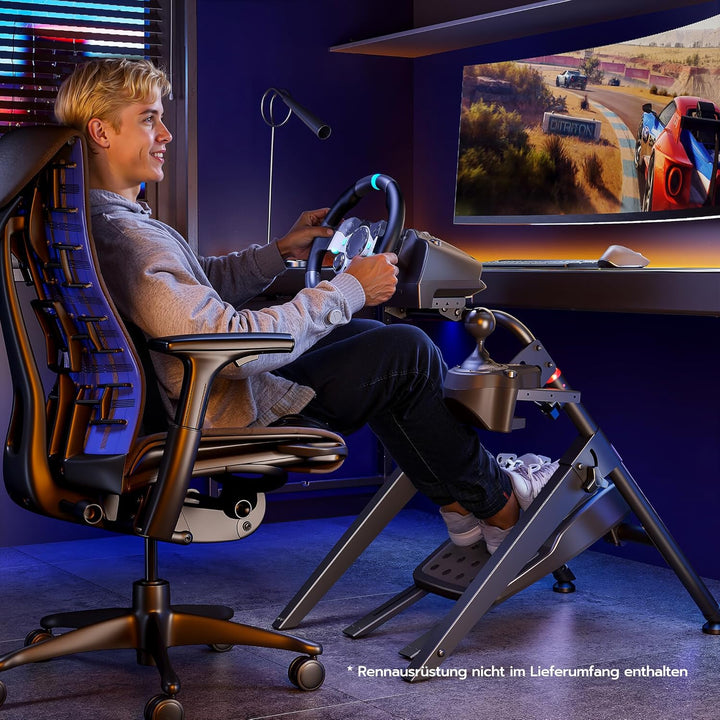 ARES WING Lenkradständer kompatibel mit Fanatec, Thrustmaster, Logitech, Moza, faltbares SIM Racing