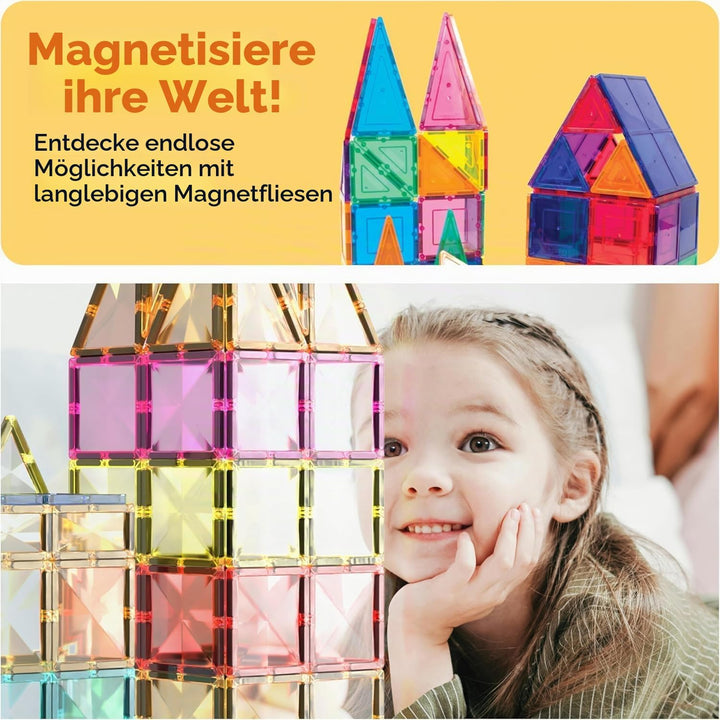 PicassoTiles 61-Piece Magnetic Building Block 61-Piece Set Magnetic Tile Construction Toy Learning K
