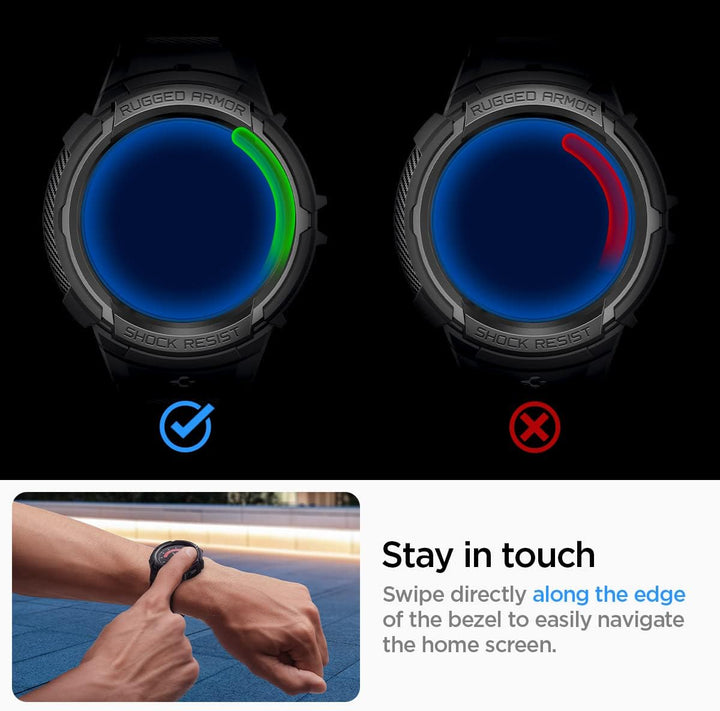 Spigen Rugged Armor Pro Armband mit Hülle Kompatibel mit Galaxy Watch 5 Pro 45mm (2022) - Schwarz, S