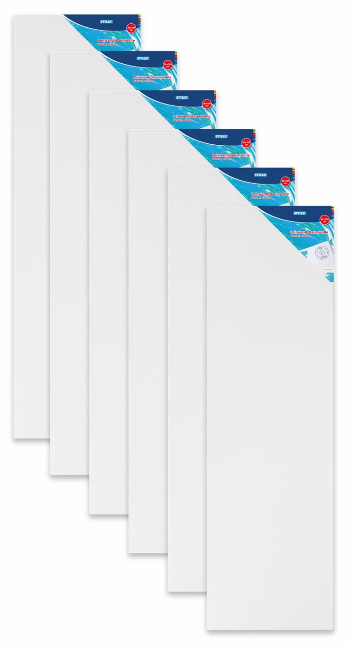 Stylex 28635-P6 - Keilrahmen 30 x 100 cm, mit Leinwand aus 100 % Baumwollgewebe bespannt, grundiert,
