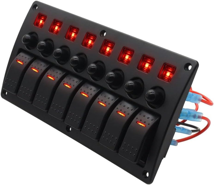 Geloo Marine Boat Toggle Rocker Switch Panel 8 Gang ON-Off Zündschalter wasserdicht 12V/24V Leistung
