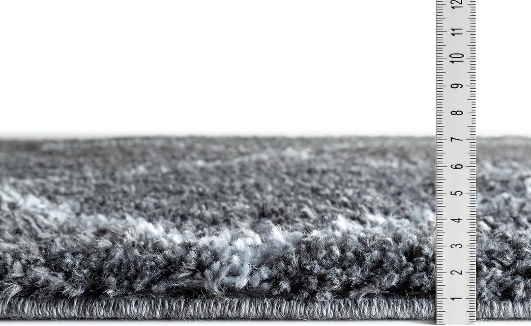 TESSO LIVING Hochflor Teppich - Beige - 120 cm Rund - Diamantmuster Shaggy Teppich Mit Fransen – Bes