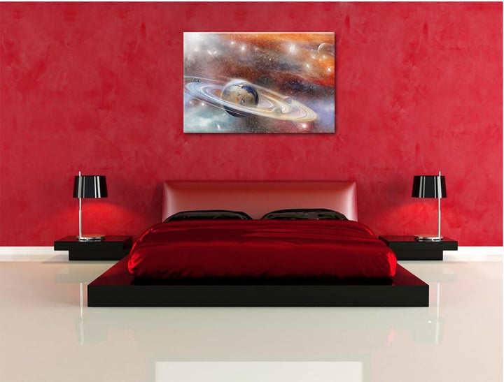 Pixxprint abstrakte Galaxie Kunst Buntstift Effekt, Format: 100x70 auf Leinwand, 100x70
