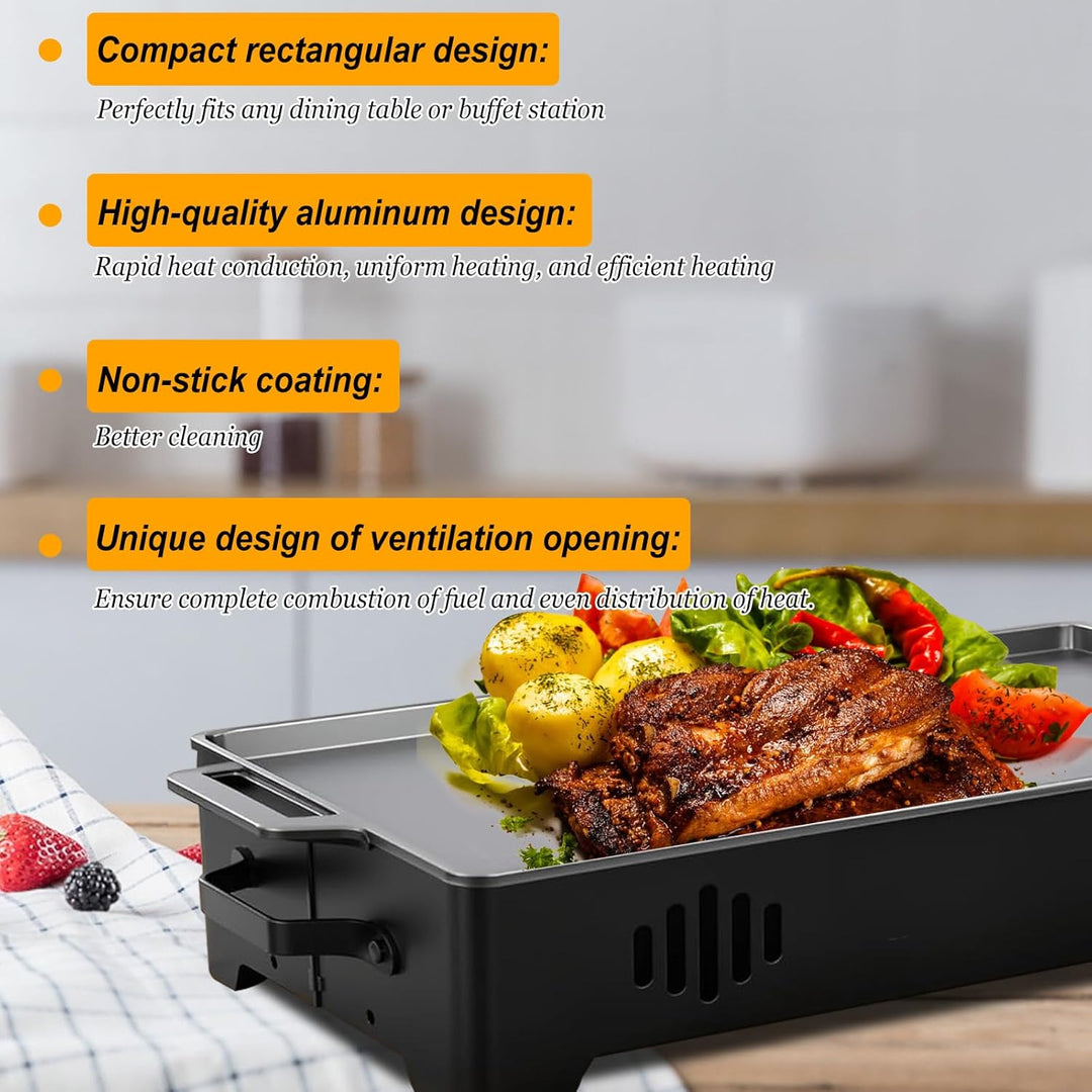 BBQ Warmhalteplatte,Grillgut Stövchen,BBQ Servierplatte mit Edelstahlauflage & Teelichtfunktion,Flei