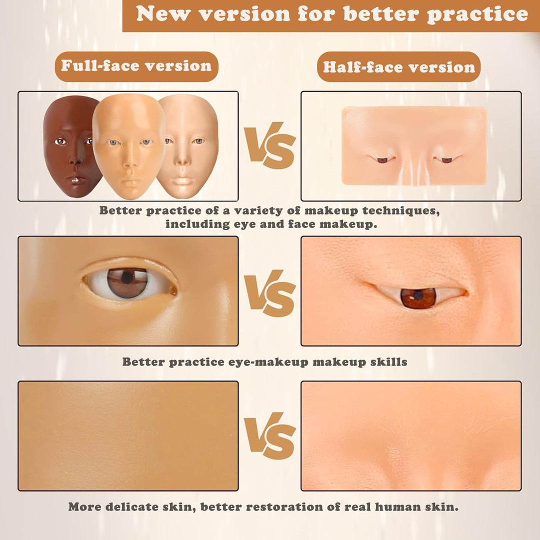Vollgesichtsübung Silikon Trainingsgesicht, Schaufensterpuppengesicht für Make-up Praxis mit Make-up