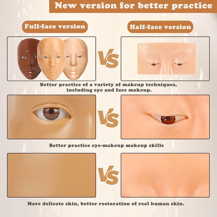 Vollgesichtsübung Silikon Trainingsgesicht, Schaufensterpuppengesicht für Make-up Praxis mit Make-up