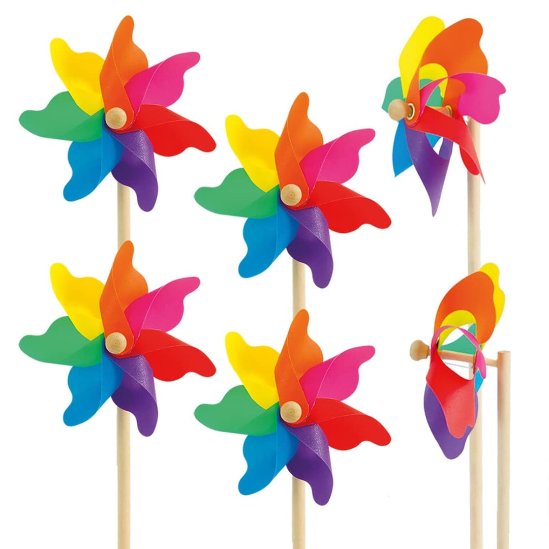 CIM Windspiel - Moulin 14 [6er Bundle] - Rainbow - Windrad: Ø14cm, Standhöhe: 32cm - attraktive Gart