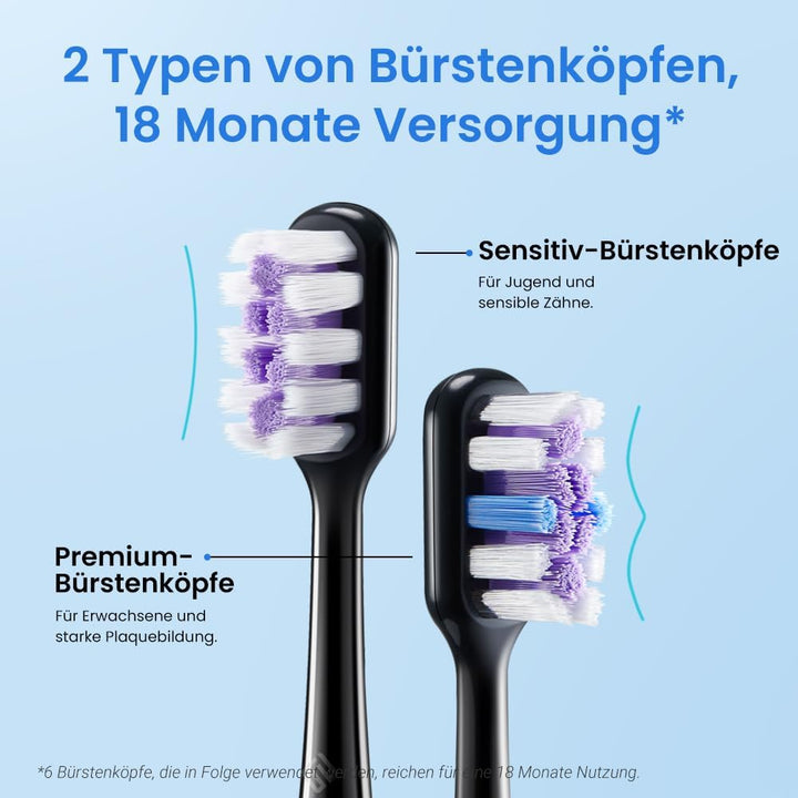 Etekcity Elektrische Schallzahnbürste, Deep Clean Modi, 6 Bürstenköpfe, schnelle Aufladung für 60 Ta