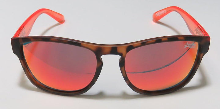 Superdry Sonnenbrille Rockstar 102 - Braun melierte Sonnenbrille aus Kunststoff mit rot orangen vers