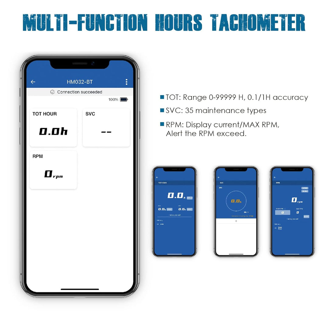 Runleader Digital Bluetooth Stundenzähler Tachometer, Mobile Fernbedienung RPM/Stundenzähler, Batter