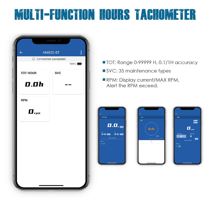 Runleader Digital Bluetooth Stundenzähler Tachometer, Mobile Fernbedienung RPM/Stundenzähler, Batter