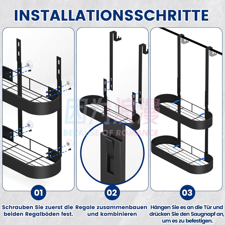 Duschregal Zum Hängen Duschablage Ohne Bohren Schwarz Badezimmer Organizer Duschkorb Shampoo Halteru