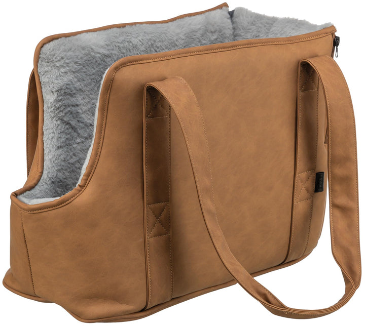 TRIXIE Transporttasche Evelyn für Hunde in braun/grau – praktische Tragetasche zum Transportieren de